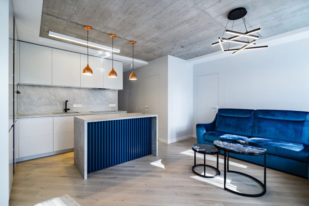 Living room connected with kitchen