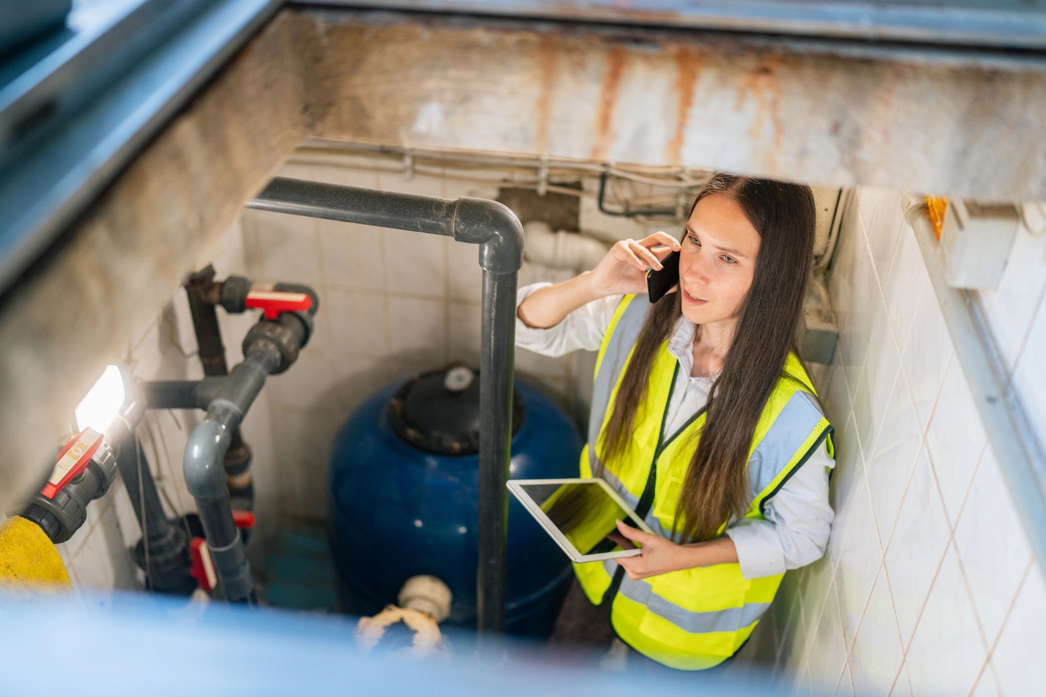 HVAC technician servicing an air conditioning system