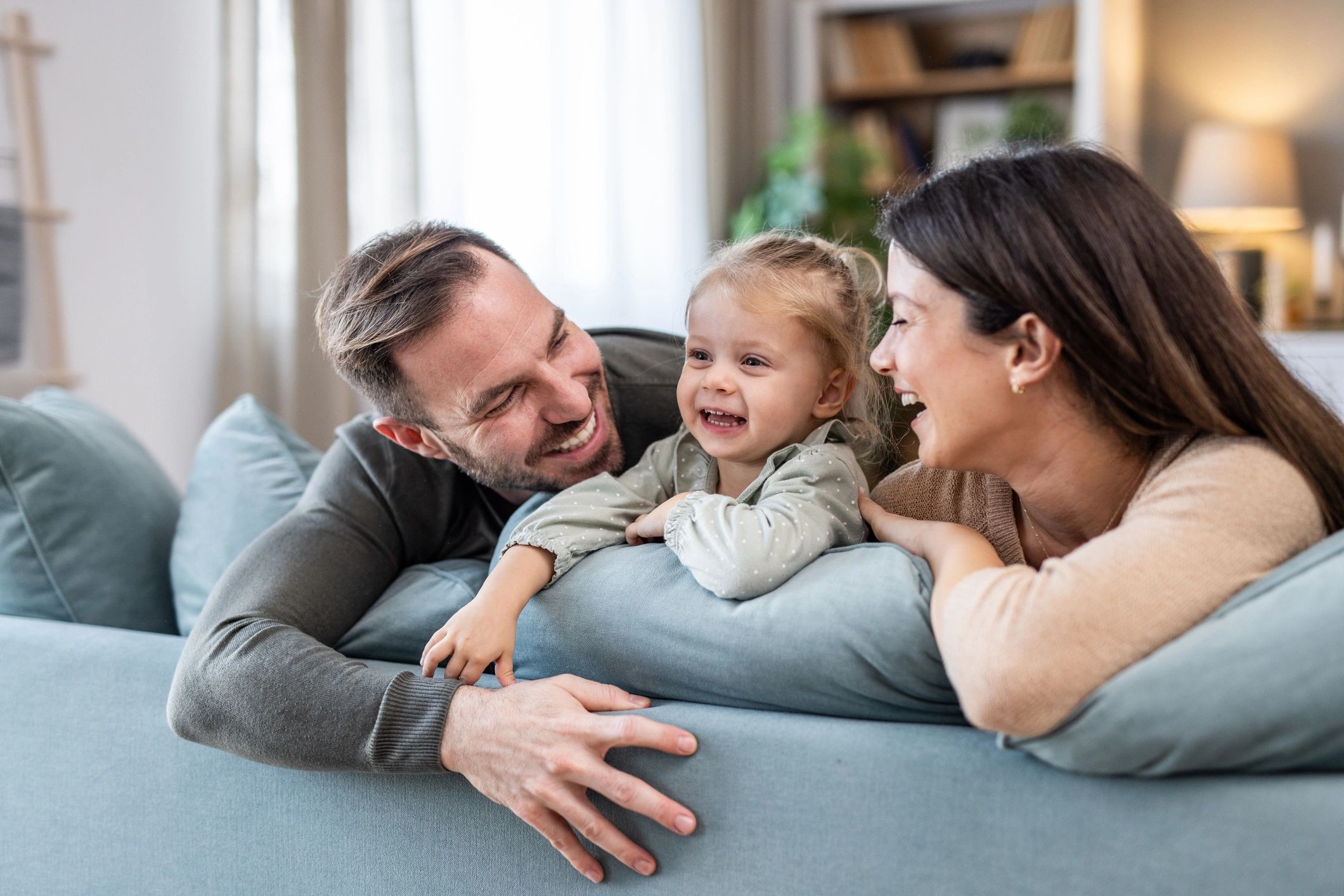 Family relaxing together at home